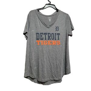 Detroit Tigers MLB Gray V-Neck T-Shirt Womens Large‎ Baseball Tee